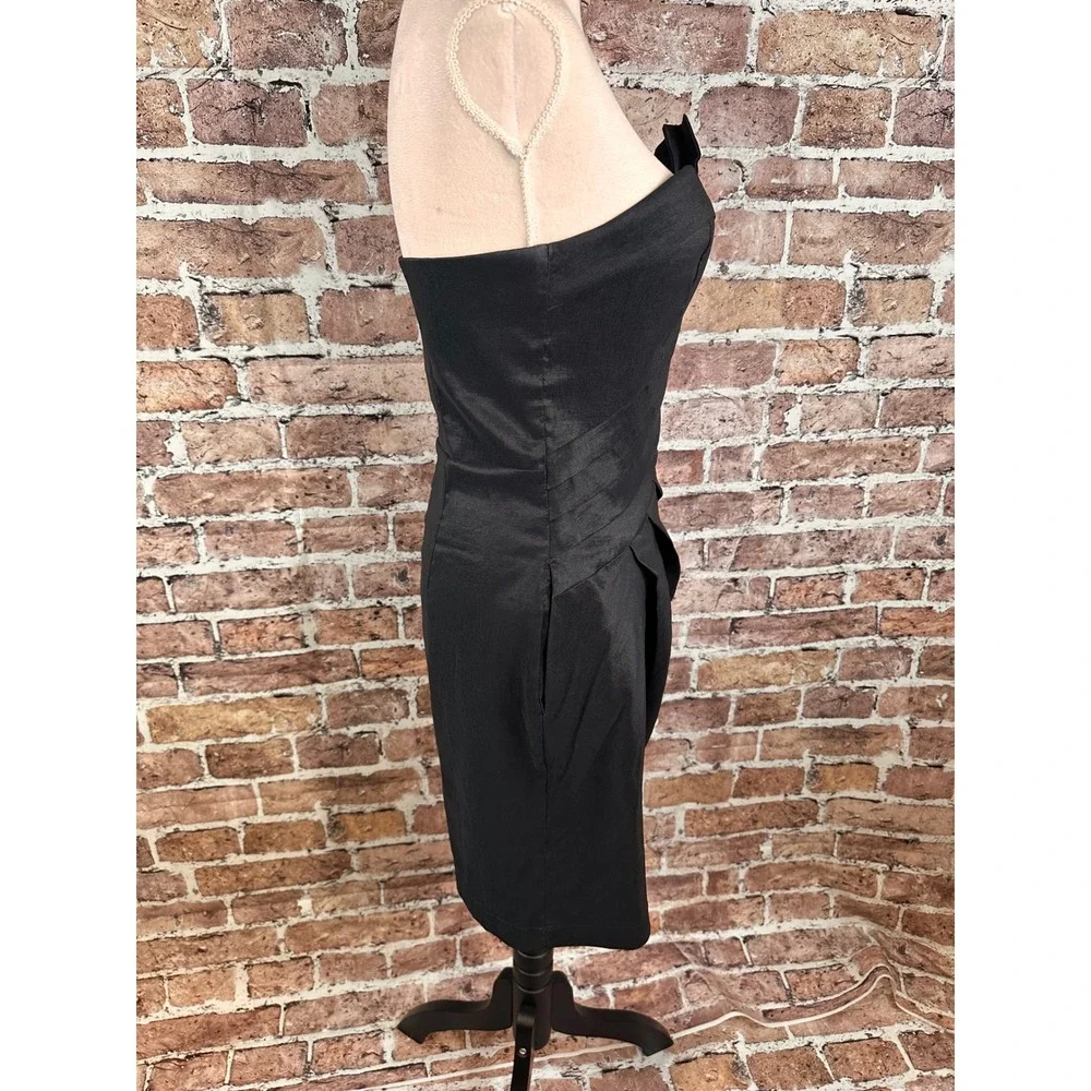 Twentyone Womens Black One Shoulder Pleated Cocktail Mini Dress JM213 Size L - Picture 3 of 14